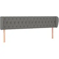 vidaXL Tête de lit avec oreilles Gris foncé 203x23x78/88 cm Tissu