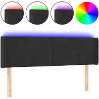 vidaXL LED Tête de lit noir 147x16x78/88 cm velours