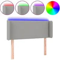 vidaXL Tête de lit LED gris clair 93x16x78/88 cm Tissu