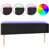 vidaXL Tête de lit LED noir 163x16x78/88 cm similicuir