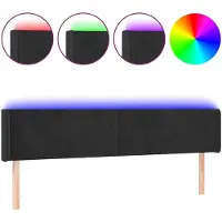vidaXL LED Tête de lit noir 163x16x78/88 cm velours