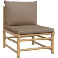 vidaXL Canapé central de jardin avec coussin taupe en bambou