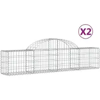 vidaXL Gabions avec arc surélevé 2 pcs. 200x30x40/60 cm Fer galvanisé
