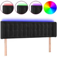 vidaXL LED Tête de lit noir 147x16x78/88 cm velours