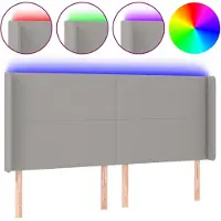 vidaXL Tête de lit LED gris clair 203x16x118/128 cm Tissu