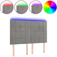vidaXL Tête de lit LED gris clair 144x5x118/128 cm velours