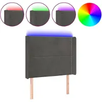 vidaXL Tête de lit LED gris foncé 103x16x118/128 cm velours