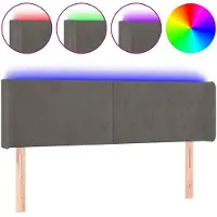 vidaXL Tête de lit LED gris foncé 147x16x78/88 cm velours