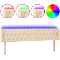 vidaXL Tête de lit LED Crème 183x16x78/88 cm Tissu