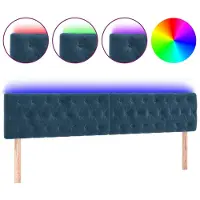 vidaXL Tête de lit LED bleu foncé 200x7x78/88 cm velours