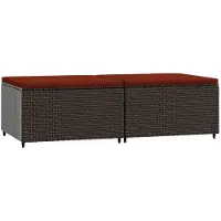 vidaXL Repose-pieds de jardin coussins lot de 2 marron résine tressée