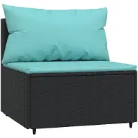 vidaXL Canapé de jardin central avec coussins noir Poly rotin