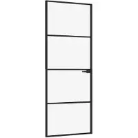 vidaXL Porte intérieure noire 76x201,5 cm verre trempé & aluminium mince