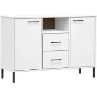 vidaXL Sideboard OSLO avec pieds métalliques blanc 113x40x77 cm bois massif