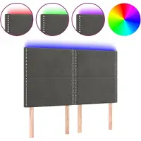 vidaXL Tête de lit LED gris foncé 144x5x118/128 cm velours