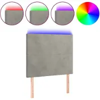vidaXL Tête de lit LED gris clair 90x5x118/128 cm velours