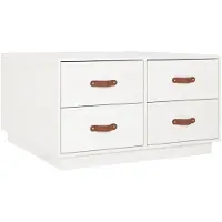 vidaXL Table basse blanche 80x80x45 cm pin massif