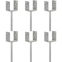 vidaXL Piquets de clôture 6 pcs Argenté 9x6x30 cm Acier galvanisé