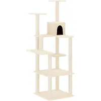 vidaXL Arbre à chat avec colonnes à griffer en sisal Crème 153 cm