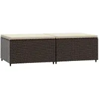 vidaXL Repose-pieds de jardin coussins lot de 2 marron résine tressée