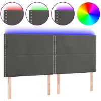 vidaXL Tête de lit LED gris foncé 200x5x118/128 cm velours