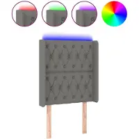 vidaXL Tête de lit LED gris foncé 83x16x118/128 cm Tissu