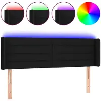 vidaXL Tête de lit LED noir 147x16x78/88 cm Tissu
