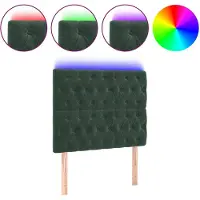 vidaXL Tête de lit LED vert foncé 100x7x118/128 cm velours