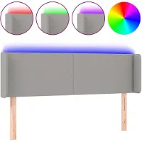 vidaXL Tête de lit LED gris clair 147x16x78/88 cm Tissu