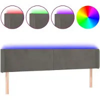 vidaXL Tête de lit LED gris foncé 183x16x78/88 cm velours