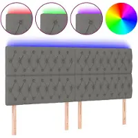 vidaXL Tête de lit LED gris foncé 200x7x118/128 cm Tissu