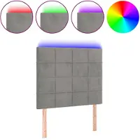 vidaXL Tête de lit LED gris clair 100x5x118/128 cm velours