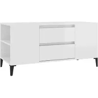 vidaXL Armoire TV blanc brillant 102x44,5x50 cm Bois composite