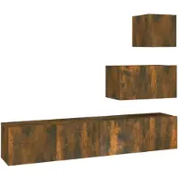 vidaXL Ensemble de meubles TV 4 pièces chêne fumé bois composite