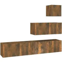 vidaXL Ensemble de meubles TV 4 pièces chêne fumé bois composite