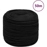 vidaXL Corde de travail Noir 6 mm 50 m Polyester