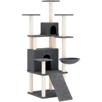 vidaXL Arbre à chat avec colonnes à griffer en sisal gris foncé 154 cm