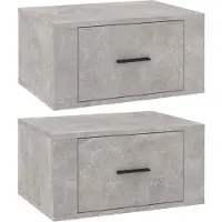 vidaXL Tables de chevet murales 2 pcs Gris béton 50x36x25 cm
