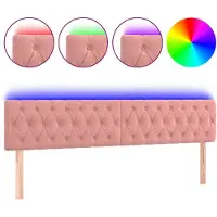 vidaXL LED Tête de lit rose 200x7x78/88 cm velours