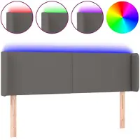 vidaXL Tête de lit LED Gris 147x16x78/88 cm Similicuir