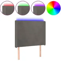 vidaXL Tête de lit LED gris foncé 103x16x118/128 cm velours