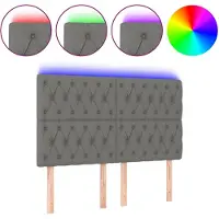 vidaXL Tête de lit LED gris foncé 144x7x118/128 cm Tissu