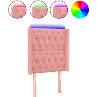 vidaXL Tête de lit LED rose 83x16x118/128 cm velours