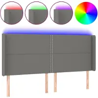vidaXL Tête de lit LED gris foncé 203x16x118/128 cm Tissu