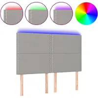 vidaXL Tête de lit LED gris clair 144x5x118/128 cm Tissu