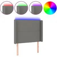vidaXL Tête de lit LED gris foncé 103x16x118/128 cm Tissu
