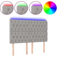 vidaXL Tête de lit LED gris clair 160x7x118/128 cm Tissu