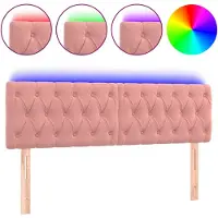 vidaXL LED Tête de lit rose 160x7x78/88 cm velours