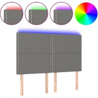 vidaXL Tête de lit LED gris foncé 144x5x118/128 cm Tissu