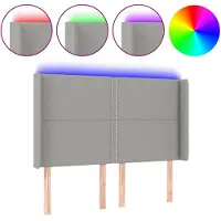vidaXL Tête de lit LED gris clair 147x16x118/128 cm Tissu